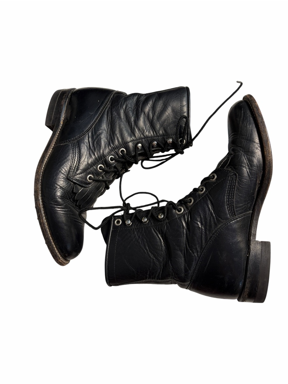 Justin Roper Black Leather Lace-Up Boots - Picture 4 of 10